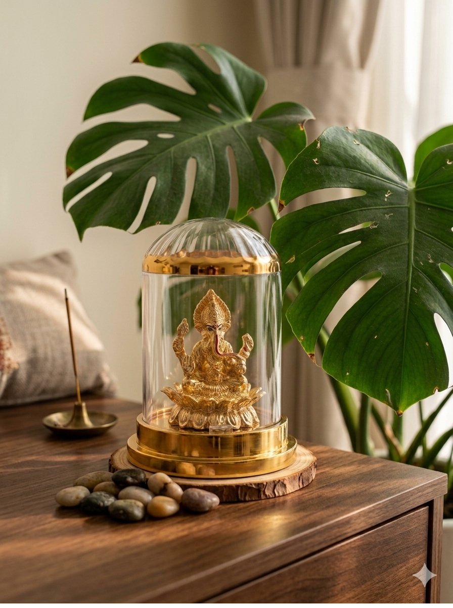 Ganesh cloche styled on a car dashboard